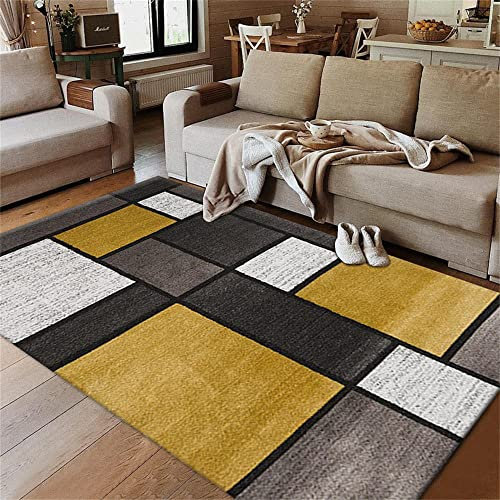 Xiaosua Teppich Kinderzimmer & Wohnzimmer Weicher Rechteckiger Webteppich Gelb in Mehreren Größen 120x160CM (3ft 11.2''x5ft 3'') Jungen Muster