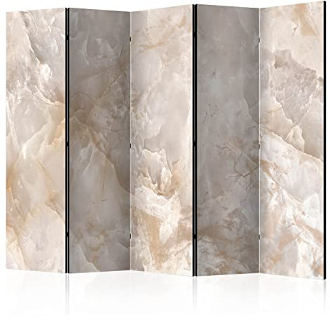 murando - Paravent Raumteiler Innen Steinwand 225x172 cm 5-teilig Einseitig Raumtrenner Trennwand Holz Mobiler Sichtschutz Spanische Wand Raum Abtrennung Marmoroptik Abstrakt 3D Effekt f-C-0458-z-c