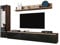 Mirjan24 Wohnwand Doppo I, Schrankwand, griffloses Öffnen, Fernsehschrank, Anbauwand, Mediawand, Wandregal, TV-Lowboard, Hängevitrine (Wotan/Schwarz Hochglanz, mit weißer LED Beleuchtung)