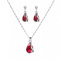ZHUDJ Kristall Edelstein Rot Anhänger, Damen Hochzeitsschmuck Set 925 Sterling Silber Halskette Ohrringe Set Geschenk