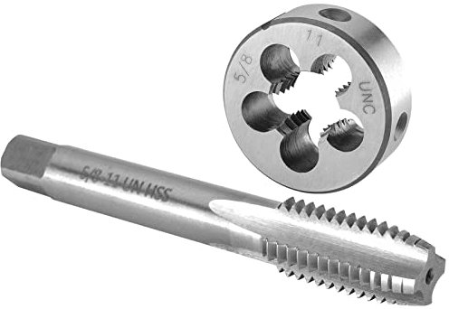 Burkit 5/8 Zoll-11 UNC Gewindebohrer und Schneideisen Set Rechtshänder, 5/8 x 11 UNC Maschinengewindebohrer und runde Schneideisen