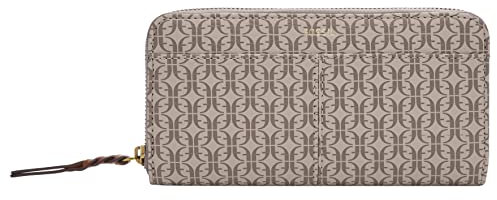 Fossil Damen Tara Leder Zip Around Clutch Geldbörse für Frauen, Taupe/Hellbraun, Einheitsgröße