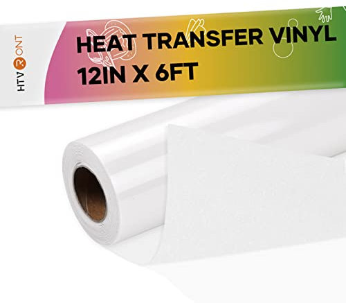 HTVRONT White Flock HTV Heat Transfer Vinyl-12 x 6FT Flock HTV Vinyl Roll for T-Shirts, Flocked Iron on Vinyl for All Cutting Machines - Easy to Cut & Weed (White)