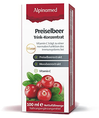 Alpinamed® Preiselbeer Trink-Konzentrat - 100 ml – Für Blase & Immunsystem – Hochwertiger Preiselbeer- & Moosbeer-Extrakt mit Vitamin C – Vegan & ohne Konservierungsstoffe