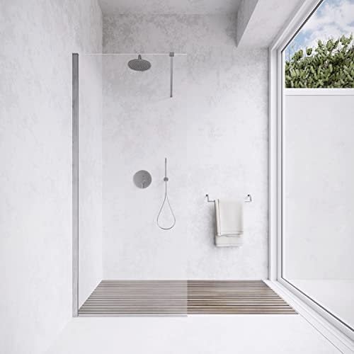 Box Doccia 100cm Walk-in Altezza 200cm Vetro Temperato Trasparente da 8mm con Trattamento Anticalcare mod. Lazaros