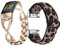 Gimuk Ersatzarmband Kompatibel mit Fitbit Charge 5, Edelstahl Armband, Verstellbares Ersatzarmband mit Strass für Damen und Mädchen, Small/Breit, Metall, Small/Large, Metall (Gold + Leopard)