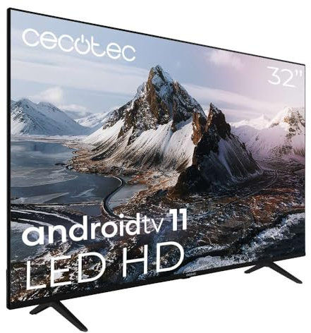 Cecotec Fernseher LED 32 Smart TV LED a3 Serie ALH30032s. Full HD, Android 11, Rahmenloses Design, MEMC, Dolby Vision und Dolby Atmos, HDR10, 2 Lautsprecher mit 10W