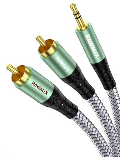 RAWAUX Cable RCA Jack Audio 3m, 3.5mm Mâle vers 2 RCA Mâle Rallonge Cable Adaptateur Audio Y Auxiliaire Stéréo Câble pour TV, Smartphone, Home Cinema, Amplificateur