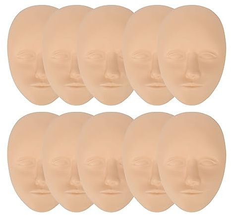 10pcs Peau de Tatouage Facial 3D, Tête de Pratique en Silicone Fausse Peau D'entraînement du Visage pour Sourcils Eyeliner Lèvres Modèle Microblading Maquillage Permanent pour