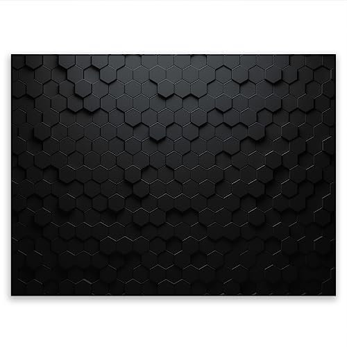 SMTDeco Protection plaque de cuisson, vitrocéramique, verre trempé, pour cuisinières électrique, à induction,planche à découper 70x52 cm une pièce motif hexagones noir
