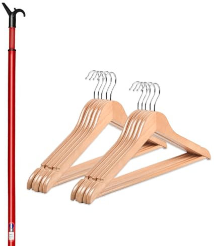 MAURY'S IL NUMERO UNO DEL RISPARMIO Maury's Set 2 Aste Asta Prendiabiti Telescopica Da 82 cm a 152 cm Manico Appendiabiti (BASTONE)