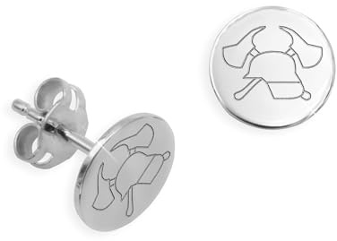 Single Ohrstecker ein STÜCK Feuerwehr Symbol echt Silber 925 (Art.602228)