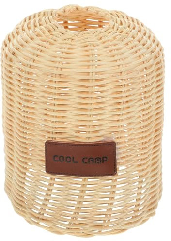 KONTONTY Handmade Rattan Gas Canister Cover Protector for Camping Hiking 450g Size Outdoor Cooking Gas Cylinder Bag