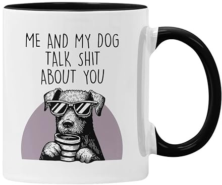 Plumfoolery Me and My Dog Talk Shit About You Mug Coaster Funny Dog Gift Dog Mum Dad (Black)