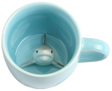 Lemon Park Shark Ceramic Cup Hidden 3D Animal Inside Mug (Blue Shark) | 12oz Cute Cartoon Handmade Figurine Mug,Christmas,Halloween,Mother's Day,Birthday Surprise for Friends Family or Kids