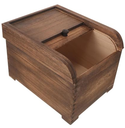 FLCPJGV Distributeur de Riz en Bois, Récipient de Stockage de Riz, 5KG Boîte de Stockage de riz Sec pour Haricots, Stocker les Cereales, Pâtes, Farine, Brun Foncé