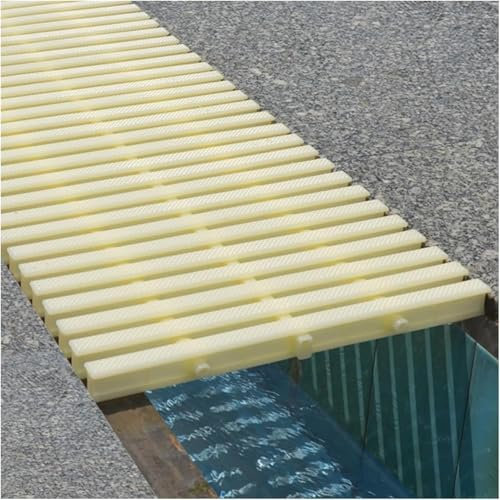 Kanduo Rejilla Piscina desbordante Rejilla de Drenaje Rectangular for Piscina, Rejilla de Drenaje de Canal, Tira de Rejilla de Drenaje de Actividad de plástico Rejillas de desagüe(Beige-11.8in,10pcs)