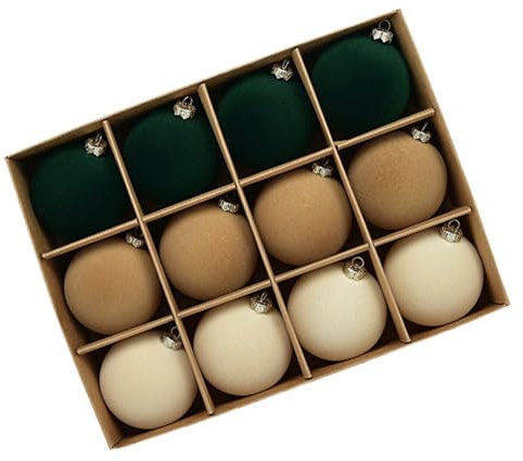 Rtyweth 12 Stück Samt-Weihnachtsschmuck, Samt-Weihnachtskugeln, bruchsicher, mit Weihnachtskugeln zum Aufhängen, Weihnachtsbaum