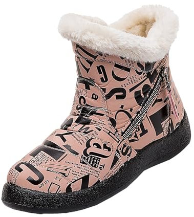 Chelsea Regenstiefel für Damen, Winter, hält warm, Plüsch, Hirschdruck, flache runde Zehenpartie, faule Wildlederschuhe, Schneestiefel, grüne Stiefel für Damen, rose, 39.5 EU