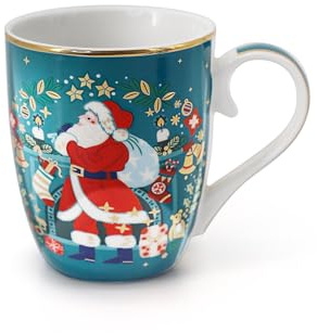 Tipperary Crystal Christmas Santa with Sack Mug in Gift Box - Blue - Gift Idea for Christmas Xmas - Santa Themed Mug, UK Design, Hot Drinks, Tea, Coffee - Luxury Christmas Mug
