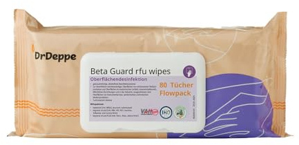 12 Stück Dr Deppe Dr Deppe BetaGuard rfu wipes, Flächendesinfektionstücher, 80 Stück, Standard, weiß, L: 20cm, B: 20cm, Wischdesinfektionstücher, Desinfektionstücher, Schnelldesinfektion