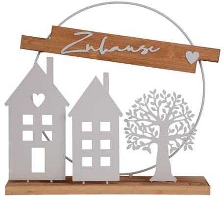 Aufsteller Silhouette Häuser mit Baum mit Zuhause weiß