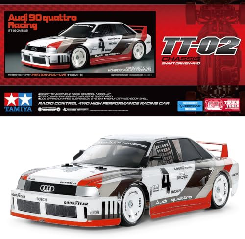 TAMIYA 58744 1:10 RC Audi 90 Quattro Racing TT-02 - ferngesteuertes Auto, Fahrzeug, Modellbau, Zusammenbauen, Hobby, RC Bausatz