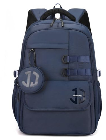 JANSBEN Wasserdichter Schulrucksack für Teenager Jungen und Mädchen, Mehrfachfach Design für Schule und Reisen, Schultasche Ideal für 5 Klasse Dunkelblau