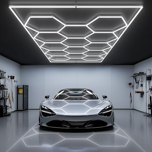 ALLYES Hexagon Garage Lights, Hex LED Ceiling Lights, 70750LM 6500K 566W, Honeycomb LED for Shop Car Detailing Office Gym Barber