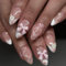 24 Stück Nägel Zum Aufkleben French - Falsche Nägel mit Blume Schleife Design - Elegant Mittel Press on Nails Mandel - Full Cover Künstliche Fingernägel Zum Aufkleben für Frauen Mädchen (Pink & White)