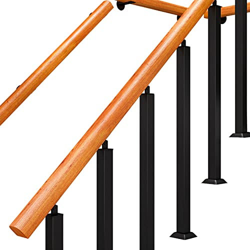 Ringhiere quadrate in metallo, corrimano in ferro battuto per scale esterne/interne, compatibili con gradini in cemento e legno, altezza 84,8 cm