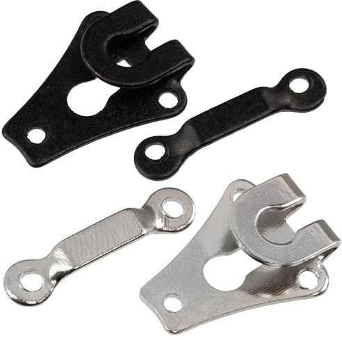 AERZETIX - Set di 10 ganci per chiusura invisibili per pantaloni gonne abiti artigianato tessile - colore argento e nero - in metallo