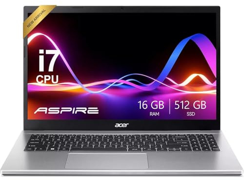 acer Aspire Premium - Computer portatile FHD da 15,6 con tastiera retroilluminata, Intel Core i7-1255U fino a 4,7 GHz, 16 GB di RAM, SSD PCIe da 512 GB, Wi-Fi 6, grafica Iris Xe, webcam, elegante e