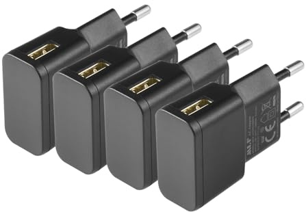 Paquete de 4 Cargadores USB, Adaptador de CA a CC de 5 V, 1A, 5 W, para cámaras IP, tabletas, Reproductores MP3, lectores electrónicos, teléfonos Inteligentes, Herramientas eléctricas, etc, Negro