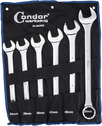 CONDOR Werkzeug 35-6EX | Gabel-Ringschlüssel-Satz XL | extra lang | 6-tlg. | 34-50 mm