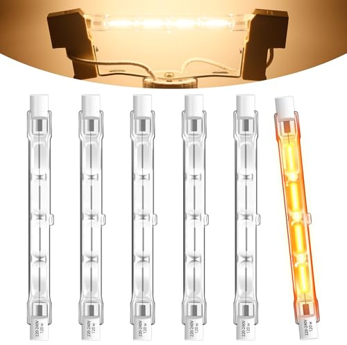 SCNNC Halogenlampe R7s 118MM 120W Halogenstab 230V 2250LM Dimmbar Warmweiß 2700K, Halogen Leuchtmittel J118 R7s Arbeitsleuchten, Landschaftsleuchten, Sicherheitsleuchten, 6 Stück
