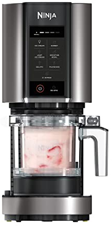 Ninja CREAMi Gelatiera, con 7 Programmi, Nero/Argento, NC302EU | 2 Vasetti, 1,4L, Macchina Gelato e Dessert Congelati, Sorbetti, Frullati, Frappè