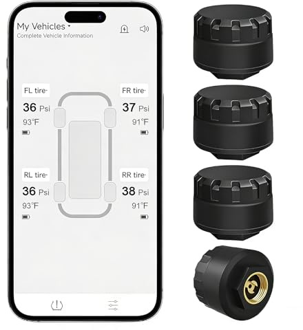 B-Qtech Tire Pressure Monitoring System, Wireless TPMS with 4 External Sensors for RV Trailer Camper Car Truck, 6 Alarm Modes, Support iOS & Android, Real-time Display Tire Pressure Temperature