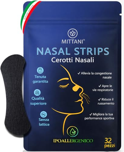 MITTANI® 32 Cerotti Nasali Antirussamento, Decongestionante, Sport | Apri le Vie Respiratorie per Respirare Meglio dal Naso, Qualità Premium, Rinforzati, Uomo Donna