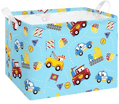 Large Kids Storage Baskets with Handles Nursery Organizer Bins Construction