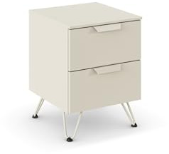 Rauch Möbel ADITIO, Nachttisch, Farbe Beige, Maße 40x53x42 cm | Nachtkommode im Industrial-Style, 2 Schubladen, Soft-Close, mit Hairpin-Fuß, für Schlafzimmer, Jugendzimmer, Gästezimmer