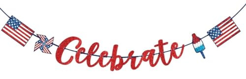 (PKT) 4th July USA Celebrate 4th July USA Glitter Banner 3.65m