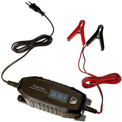 Hama Chargeur de batteries automatiques pour voiture/bateau/moto (Chargeur à courant alternatif, 4 A, 1,2 Ah, 120 Ah, 6 V, 12 V, Phosphate de Fer-Lithium (LiFePo4), 210 mm) Noir/Rouge