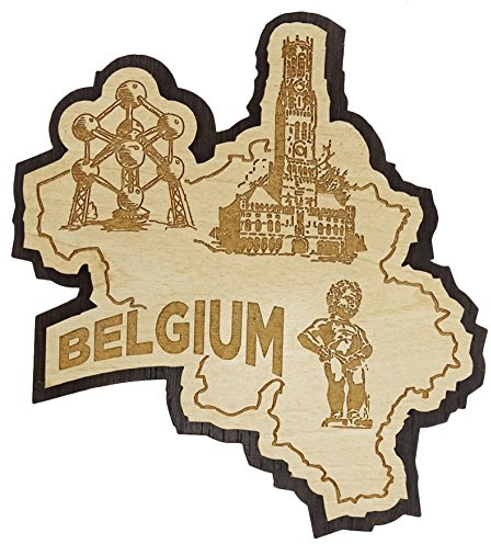Printtoo Souvenir Wooden Belgium Map Fridge Magnet Engraved Gift Collectibles