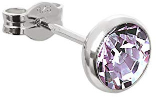NKlaus Argent Boucles d'oreilles simples Calice Zirconium Lavande 6,7mm Argent massif 925 Femme 7888