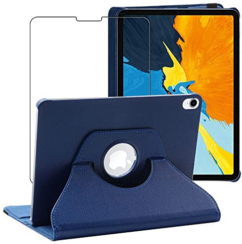 ebestStar - Funda para iPad Pro 11 (2022, 2021, 2020, 2018) Apple, Carcasa Capa Giratoria, 360 Protectora, Cuero PU Soporte, Azul Oscuro + Cristal Templado