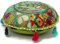 DK Homewares Traditionell Baumwolle Bodensitzkissen bodenkissen bezug 45x45 Bohemian Papagei grün Patchwork Gestickt Wohnkultur Rund Vintage Sitzkissen Stuhl - 18x18 Inch