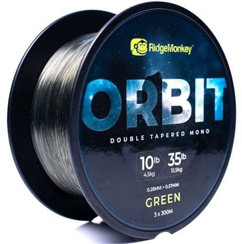 RidgeMonkey monofile Schlagschnur zum Karpfenangeln Orbit Double Tapered Mono, Durchmesser/Tragkraft:0.28-0.57mm / 4.5-15.9kg