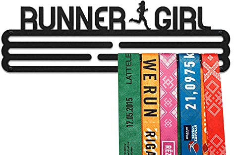 United Medals Runner Girl Sport Porta Medaglie Acciaio - Nero | 30 medaglie | Medal Hanger Display | Steel Medal Holder