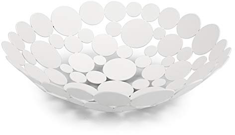 SUMNACON Countertop Fruit Holder Basket Metal Fruit Storage Bowl Kitchen & Dinning Table Fruit Display Basket Bowl Bread Vegetable Storage Stand Holder, White